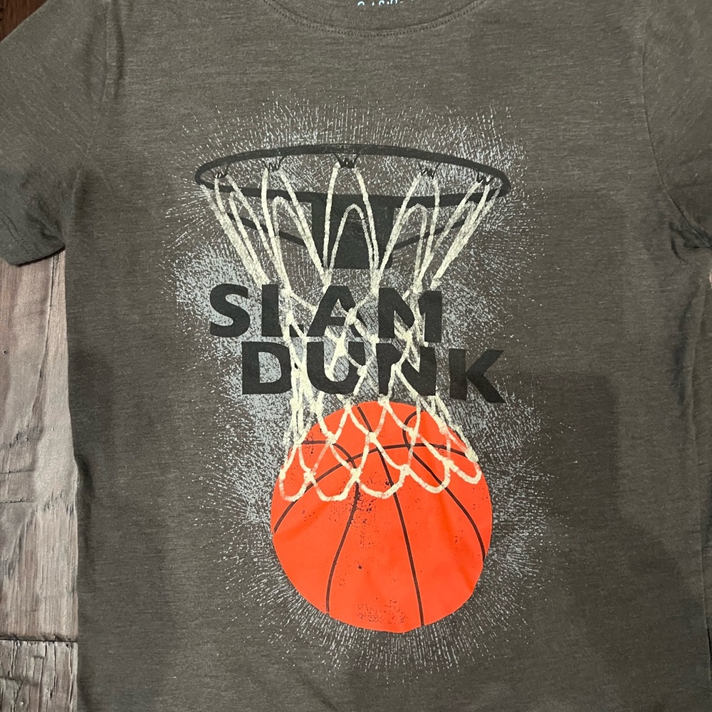 Cat & Jack Gray and Orange Slam Dunk Tee - Picture 2 of 4